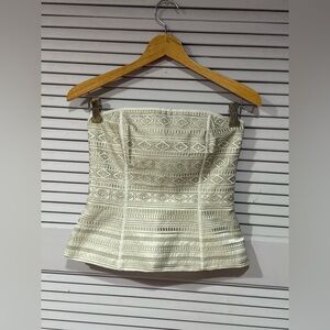 White House Black Market Shimmering White Strapless Top Size 2